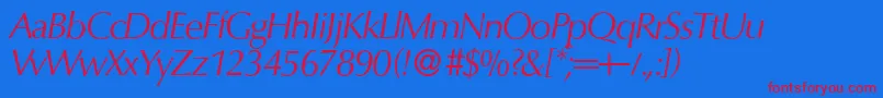 O801FlareItalic-Schriftart – Rote Schriften auf blauem Hintergrund
