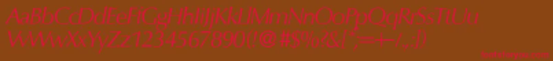 Fonte O801FlareItalic – fontes vermelhas em um fundo marrom