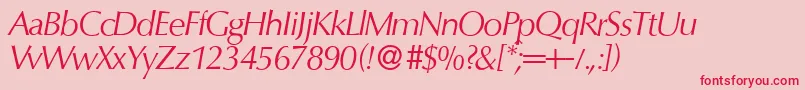 Fonte O801FlareItalic – fontes vermelhas em um fundo rosa