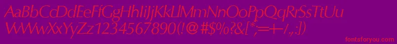 O801FlareItalic-Schriftart – Rote Schriften auf violettem Hintergrund