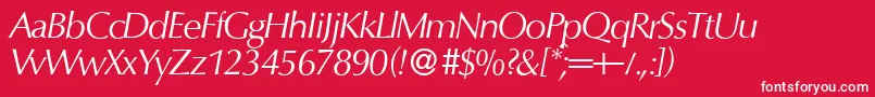 フォントO801FlareItalic – 赤い背景に白い文字