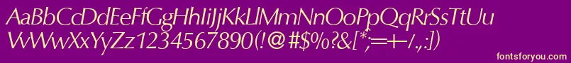 O801FlareItalic Font – Yellow Fonts on Purple Background