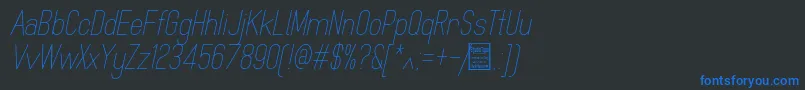 Fonte MindblueLightItalicDemo – fontes azuis em um fundo preto