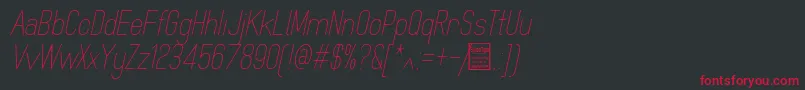 Czcionka MindblueLightItalicDemo – czerwone czcionki na czarnym tle
