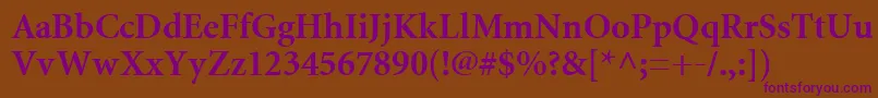 MiniatureBold-Schriftart – Violette Schriften auf braunem Hintergrund