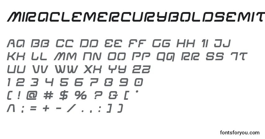 Шрифт Miraclemercuryboldsemital – алфавит, цифры, специальные символы