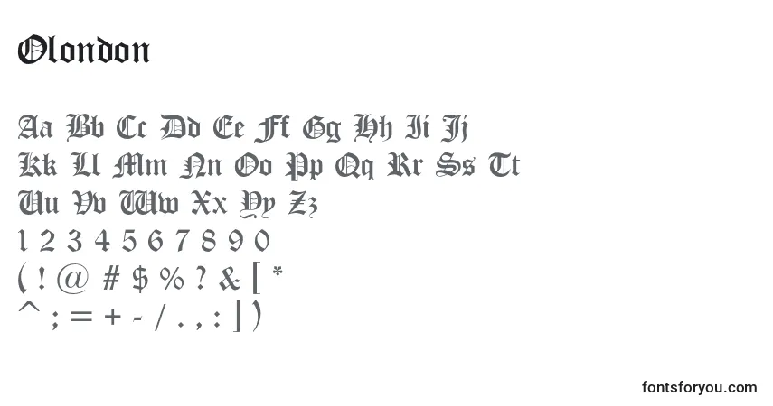 A fonte Olondon – alfabeto, números, caracteres especiais