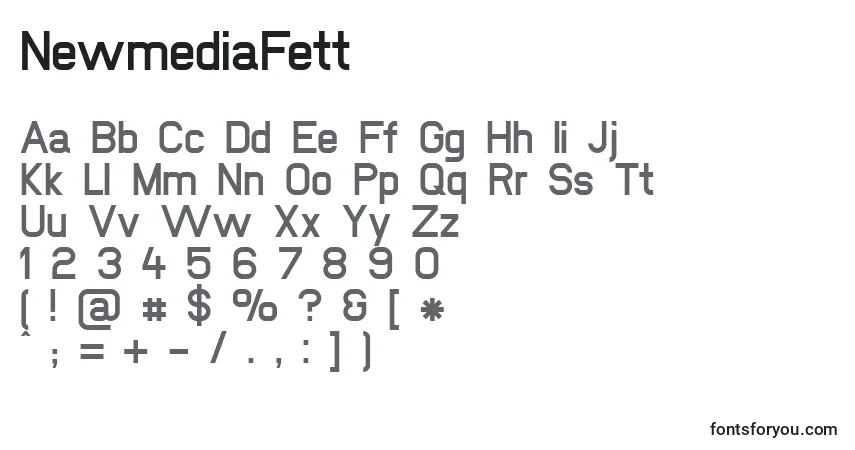 A fonte NewmediaFett – alfabeto, números, caracteres especiais