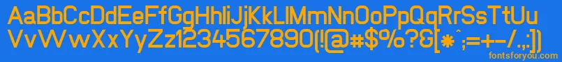 NewmediaFett Font – Orange Fonts on Blue Background