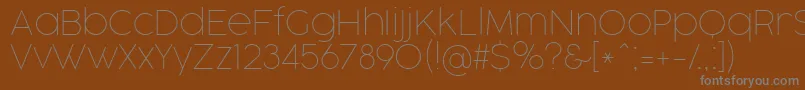 CocogooseProThinTrial-Schriftart – Graue Schriften auf braunem Hintergrund