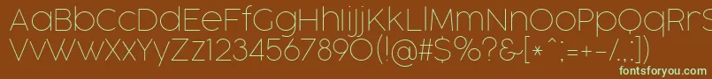 CocogooseProThinTrial-fontti – vihreät fontit ruskealla taustalla