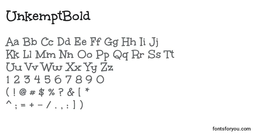 Czcionka UnkemptBold – alfabet, cyfry, specjalne znaki