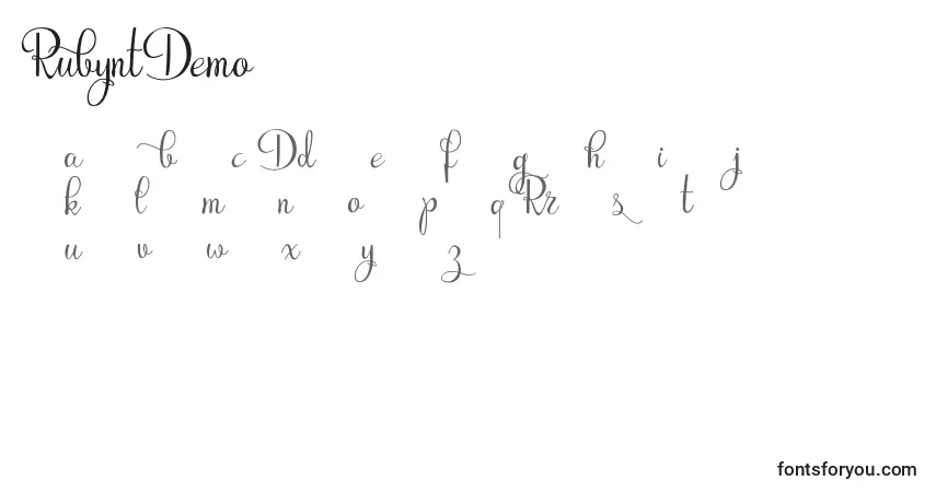 Schriftart RubyntDemo – Alphabet, Zahlen, spezielle Symbole