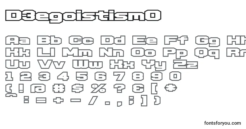 A fonte D3egoistismO – alfabeto, números, caracteres especiais