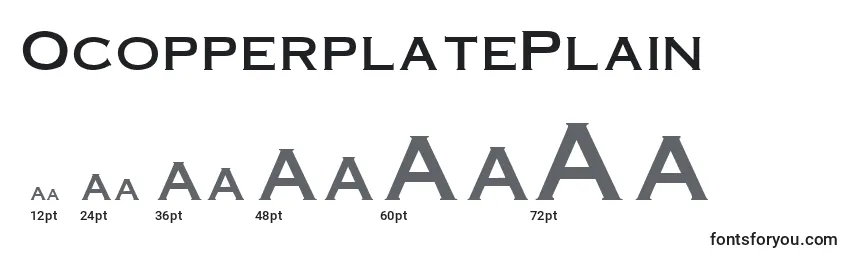 OcopperplatePlain Font Sizes