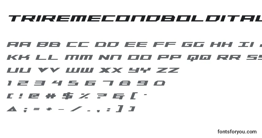Triremecondboldital Font – alphabet, numbers, special characters