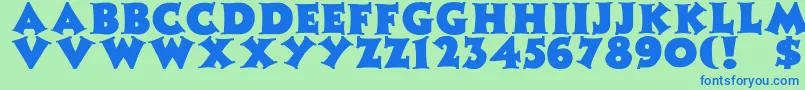 フォントZaleskiBold – 青い文字は緑の背景です。