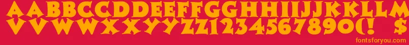 ZaleskiBold-fontti – oranssit fontit punaisella taustalla