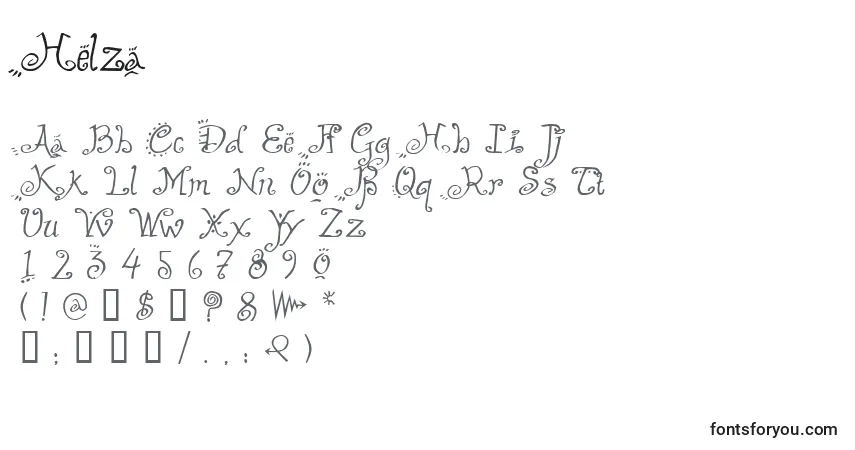 Шрифт Helza – алфавит, цифры, специальные символы