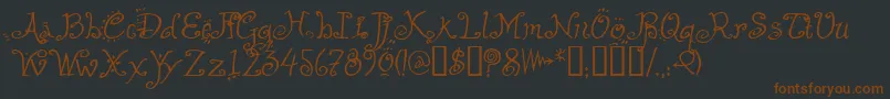 Helza-Schriftart – Braune Schriften auf schwarzem Hintergrund