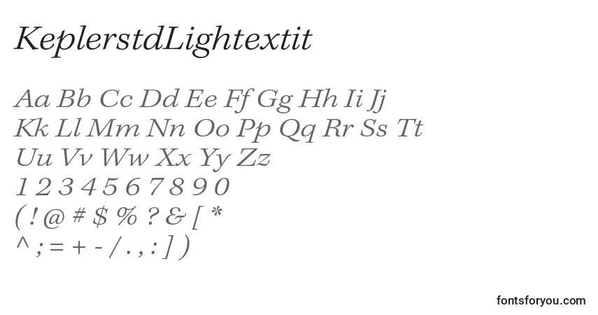 A fonte KeplerstdLightextit – alfabeto, números, caracteres especiais