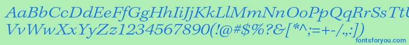 Шрифт KeplerstdLightextit – синие шрифты на зелёном фоне
