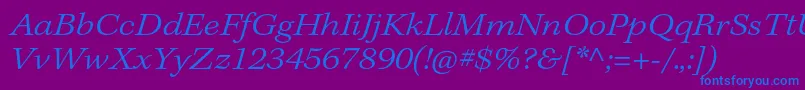 KeplerstdLightextit-Schriftart – Blaue Schriften auf violettem Hintergrund