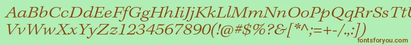 KeplerstdLightextit-Schriftart – Braune Schriften auf grünem Hintergrund