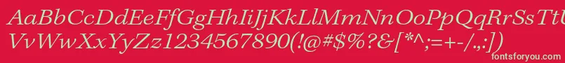 KeplerstdLightextit-Schriftart – Grüne Schriften auf rotem Hintergrund