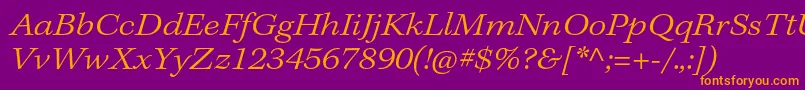 KeplerstdLightextit-Schriftart – Orangefarbene Schriften auf violettem Hintergrund