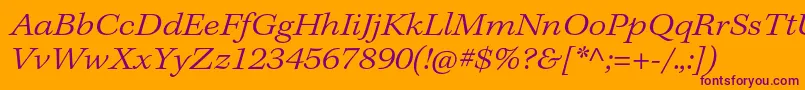 KeplerstdLightextit-Schriftart – Violette Schriften auf orangefarbenem Hintergrund