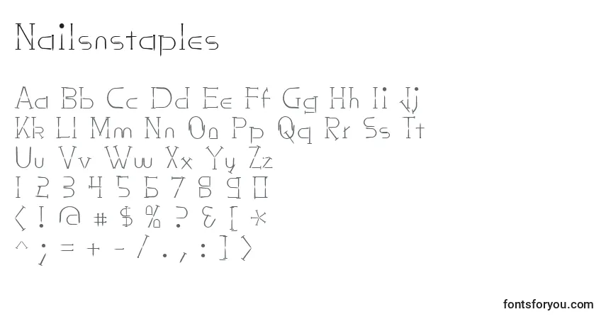 Schriftart Nailsnstaples – Alphabet, Zahlen, spezielle Symbole