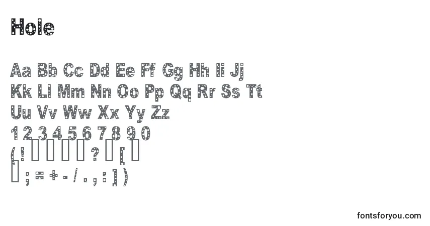 Шрифт Hole – алфавит, цифры, специальные символы