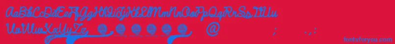 DhfBroffontScriptItalic Font – Blue Fonts on Red Background