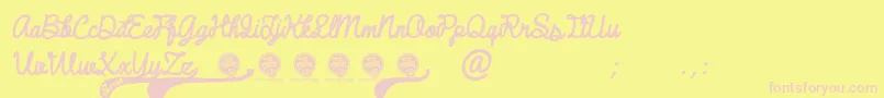 DhfBroffontScriptItalic Font – Pink Fonts on Yellow Background