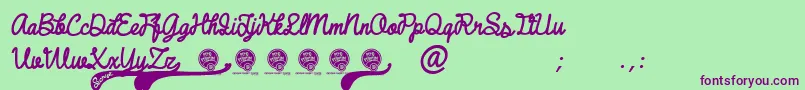 DhfBroffontScriptItalic Font – Purple Fonts on Green Background