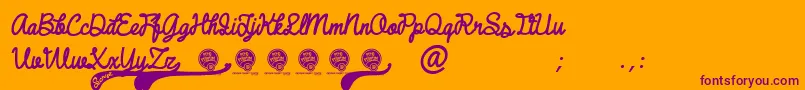 DhfBroffontScriptItalic Font – Purple Fonts on Orange Background