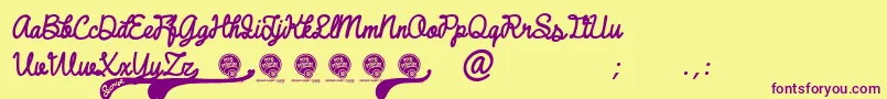 DhfBroffontScriptItalic Font – Purple Fonts on Yellow Background