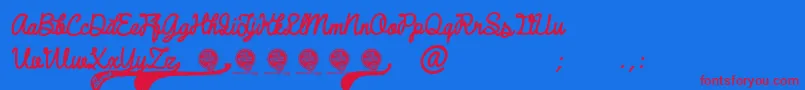 DhfBroffontScriptItalic Font – Red Fonts on Blue Background