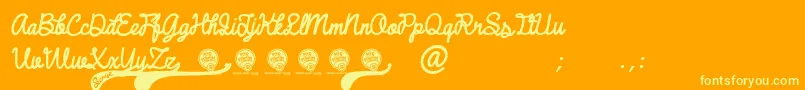 DhfBroffontScriptItalic Font – Yellow Fonts on Orange Background