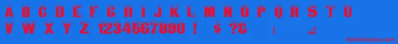 Gloomlaser-Schriftart – Rote Schriften auf blauem Hintergrund