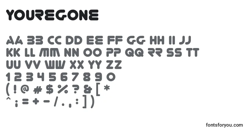 A fonte Youregone – alfabeto, números, caracteres especiais