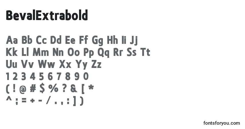 A fonte BevalExtrabold – alfabeto, números, caracteres especiais