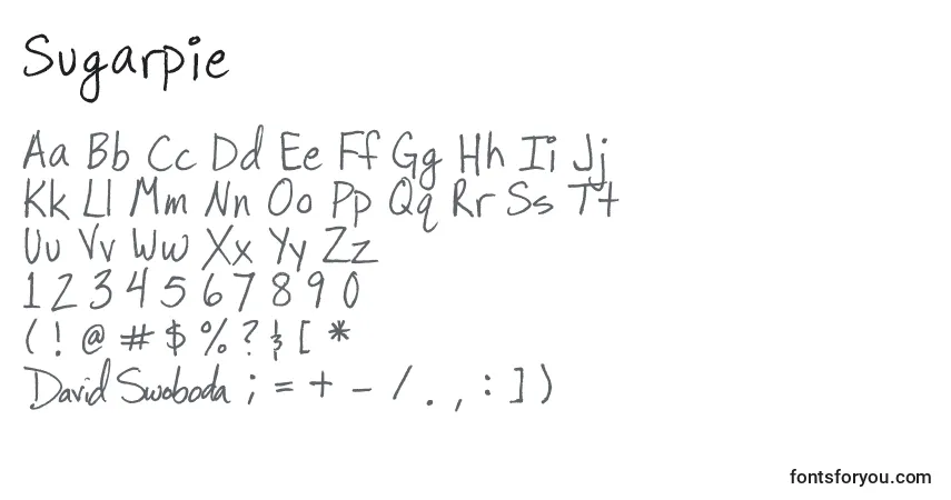 Czcionka Sugarpie – alfabet, cyfry, specjalne znaki