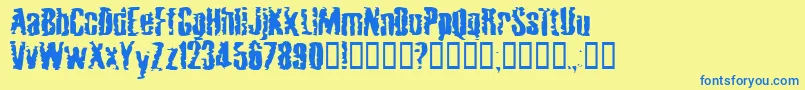 MardiGrossDrunktype Font – Blue Fonts on Yellow Background