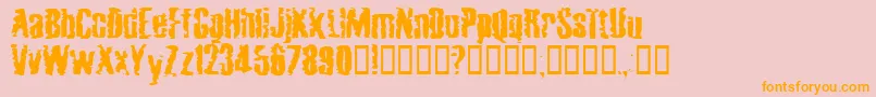 MardiGrossDrunktype-Schriftart – Orangefarbene Schriften auf rosa Hintergrund