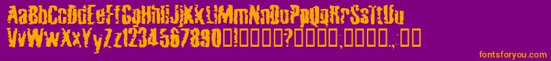 MardiGrossDrunktype-Schriftart – Orangefarbene Schriften auf violettem Hintergrund