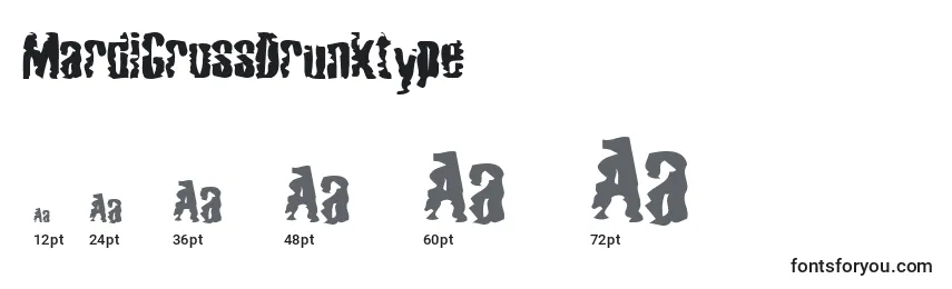 Размеры шрифта MardiGrossDrunktype
