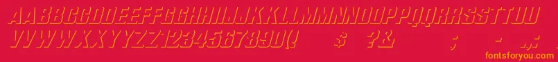フォントWhataReliefItalic – 赤い背景にオレンジの文字