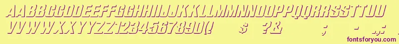Czcionka WhataReliefItalic – fioletowe czcionki na żółtym tle